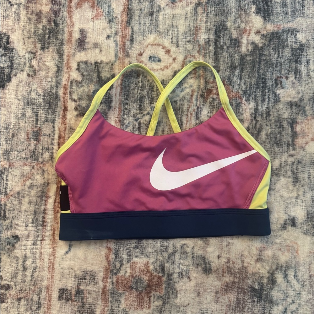 Nike Women's Pink and Yellow Sports Bra
